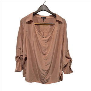Eileen Fisher Silk Rose Gold Roll Tab Blouse